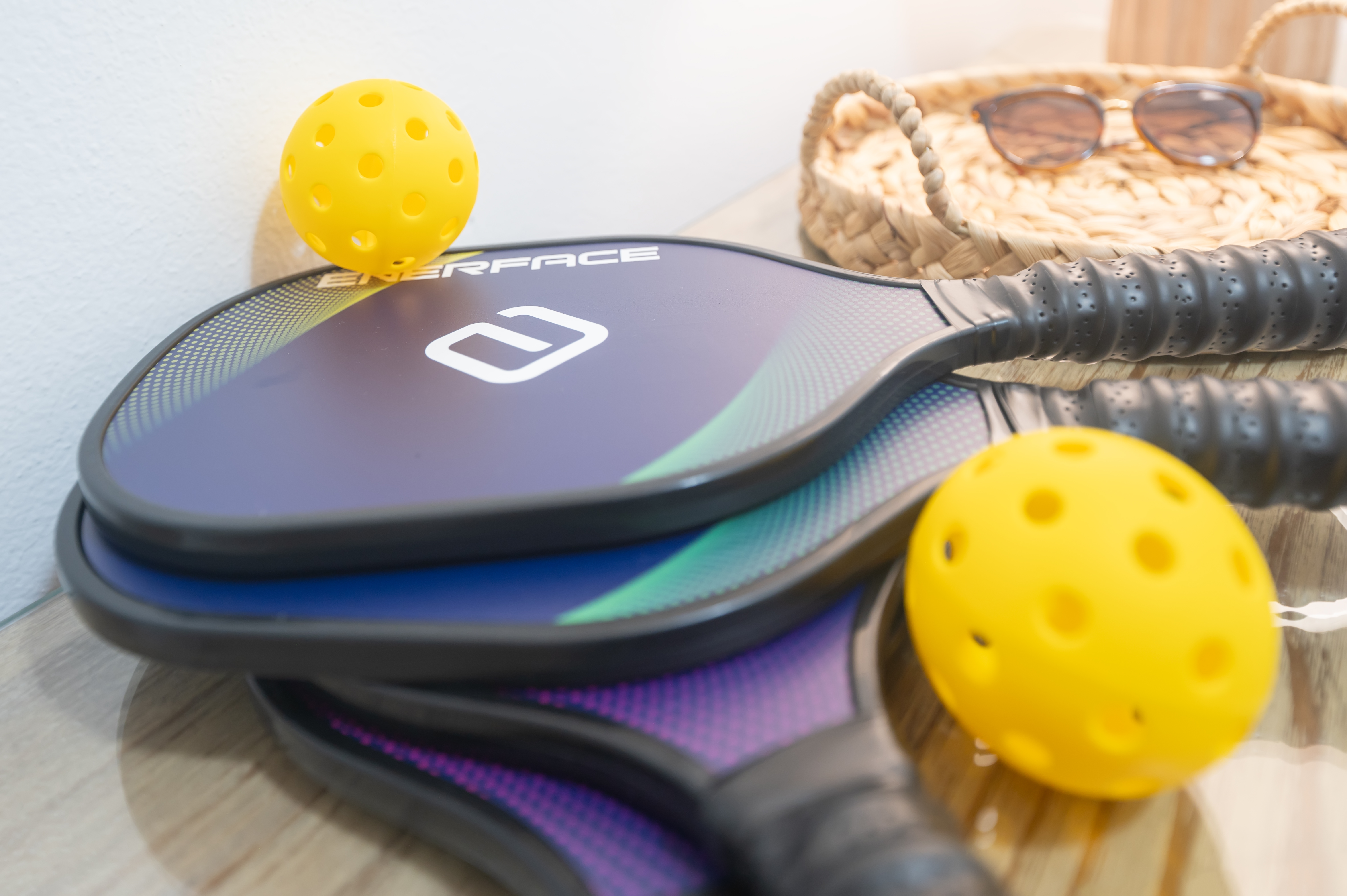 pickleball paddles and balls