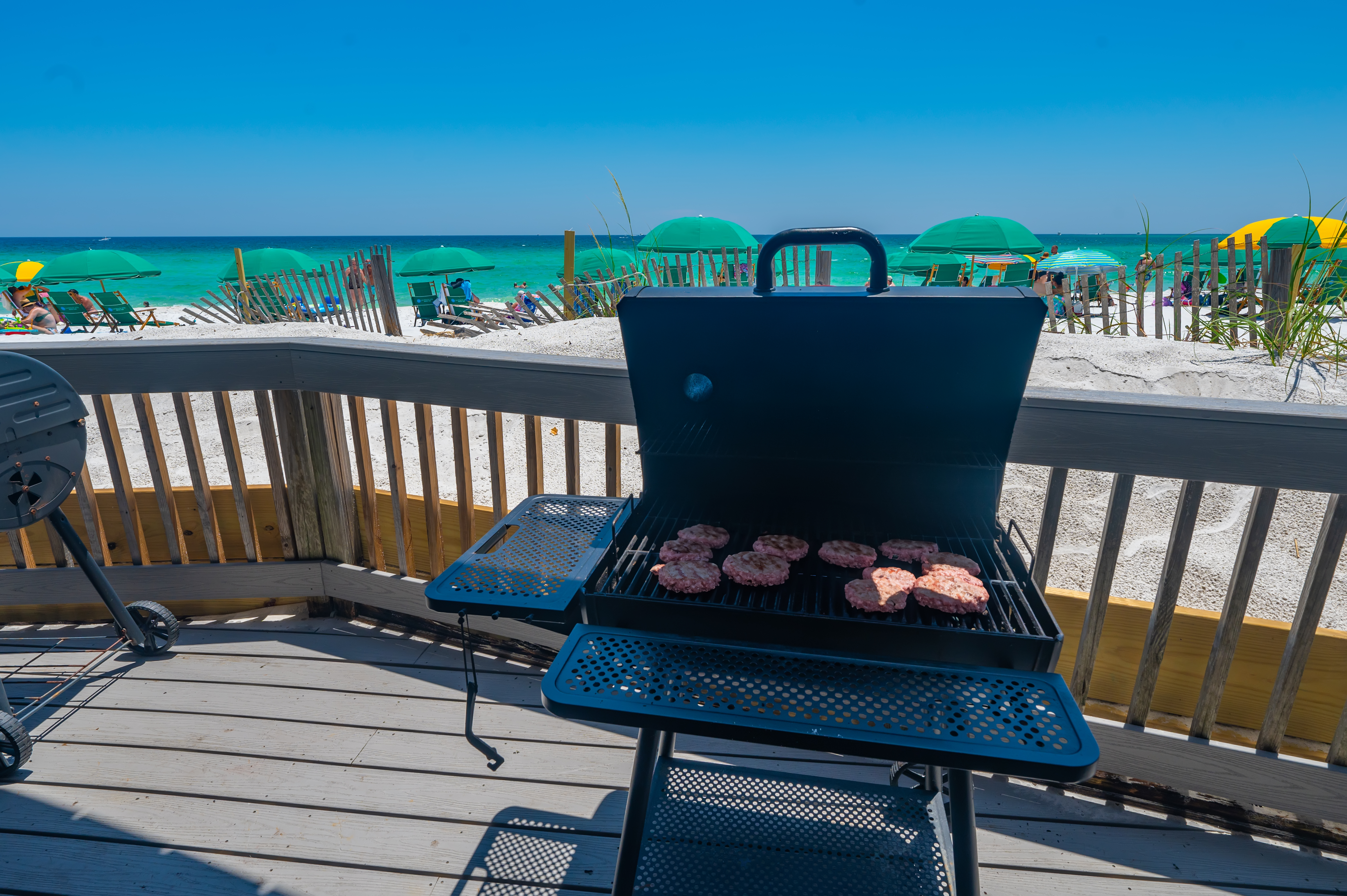 beach pavilion with charcoal grills